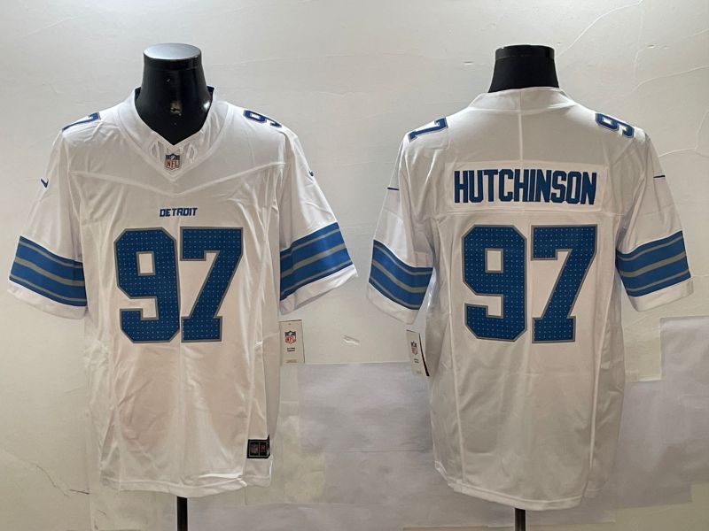 Men Detroit Lions #97 Hutchinson White three generations 2024 Nike Limited NFL Jersey style 1